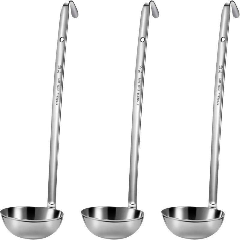 meekoo 3 Pieces Stainless Steel Ladle Soup Handle Ladle with Pouring Rim for Kitchen Cooking Soup Sauce(3 oz) - Image 1